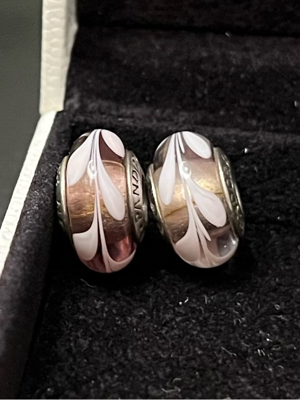 Pandora Purple and Pink Murano Glass Charm - Pair
